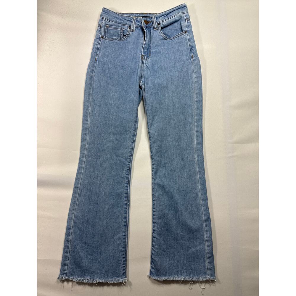 Risen Los Angeles Women's Raw Hem Straight Leg Blue Denim Jeans - 1/25 (25x25.5)